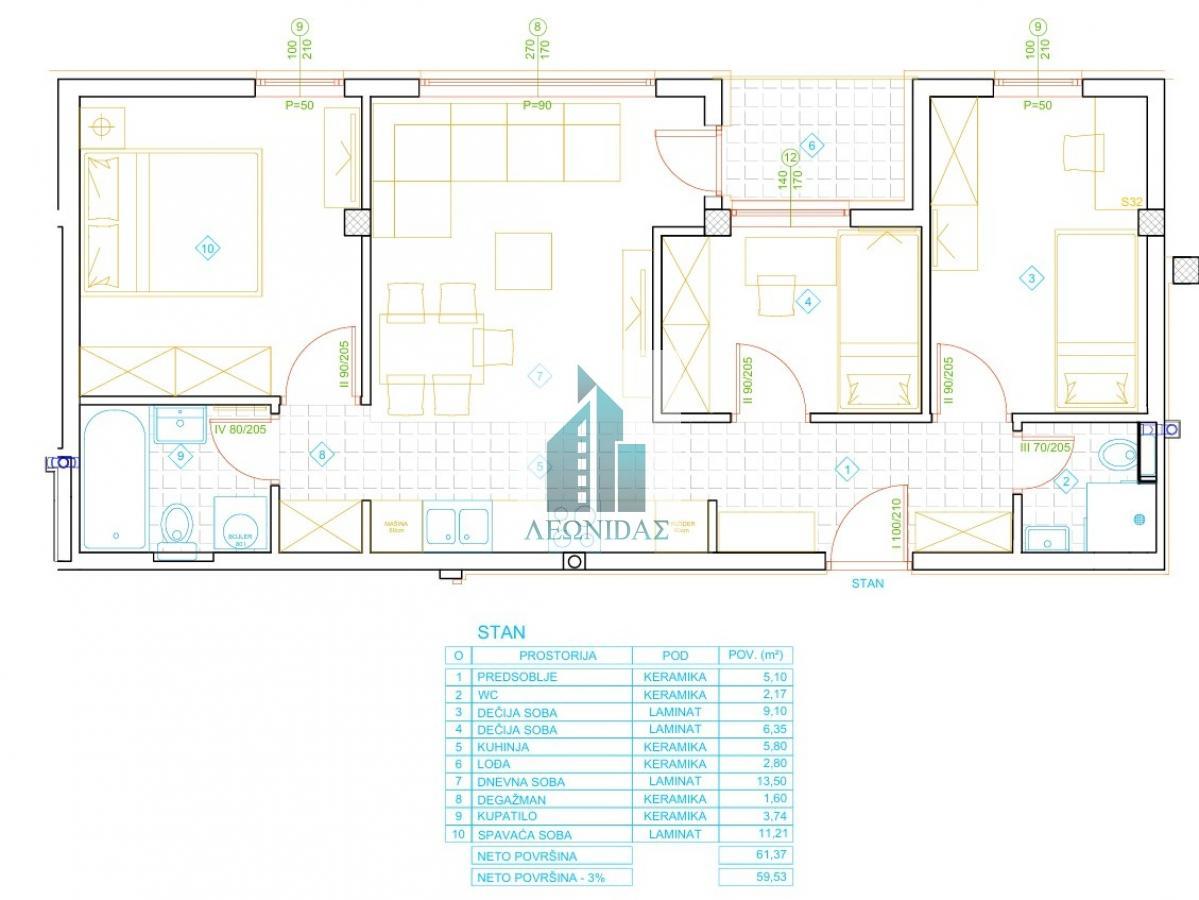 3.5 stan, 59.5m2, Mokranjčeva, Palilula