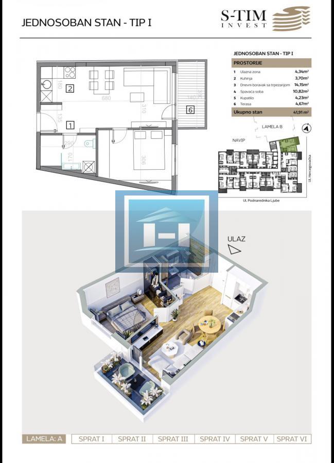 Stanovi u izgradnji Jednosoban Tip 1